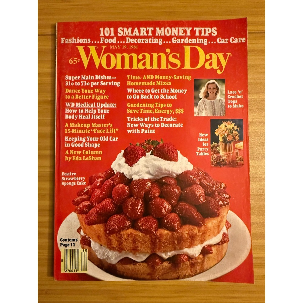 Woman's Day Magazine‎ May 19 1981 Strawberry Sponge Cake Cover Vintage